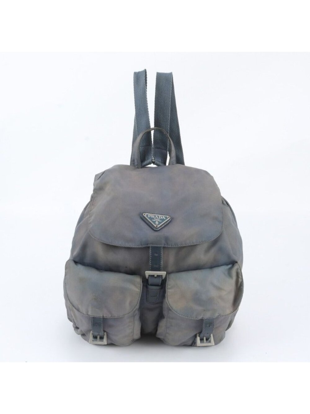 Prada White Tag Yes Tessuto Nylon Triangle Logo Leather Backpack